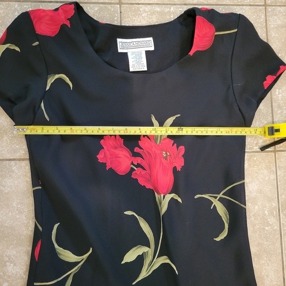 Jessica Howard Women's Vintage Y2k Black Floral Midi Dress. S 10 Witchy Vampire - Picture 7 of 10